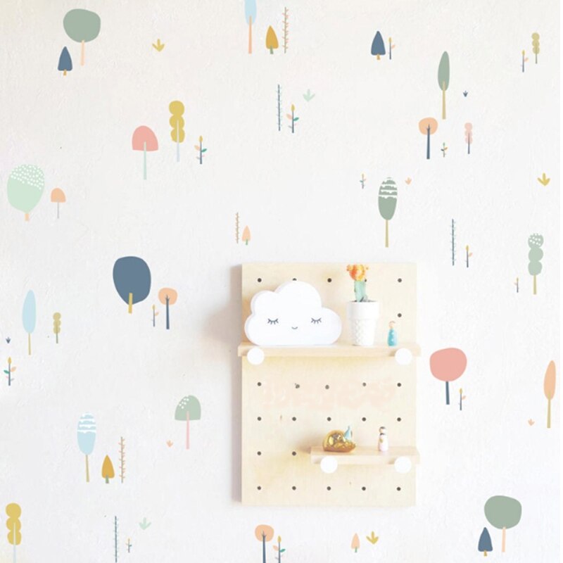 Sapling Cartoon Trees Ins Wall Stickers DIY Nordic Style Baby Kids Room Decals Removable Bedroom Home Office Decor Paste