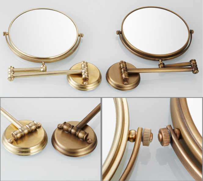 Retro Badkamer 8 Inch Opvouwbare Make-Up Spiegel Flip Telescopische Spiegel Creatieve Persoonlijkheid Muur Opknoping Badkamer MirrorQ420