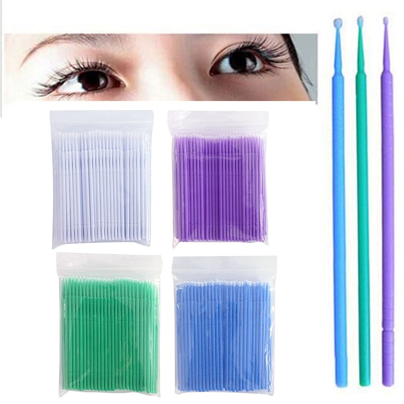 100 Stks/partij Microbrushes Voor Wimpers Wegwerp Kleurrijke Katoen Wimper Borstels Microbrushes Voor Wimpers