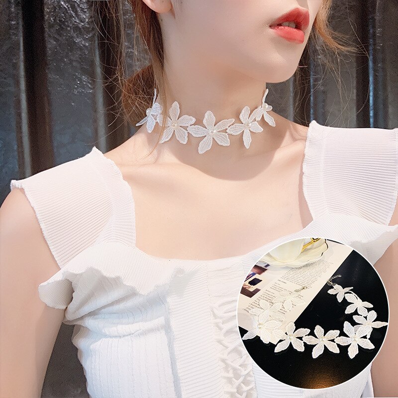 Koreaanse kraagjes groot kolye gothic vintage boho bloemenhalsband ketting sleutelbeenketting voor vrouwen met gouden verstelbare maat: 5 dabaihua