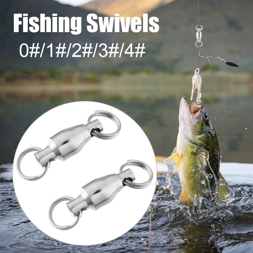 10PCS Size 0# to 4# Durable Bearing Barrel Fishing Rolling Swivel Connector Heavy Duty Ball Solid Ring
