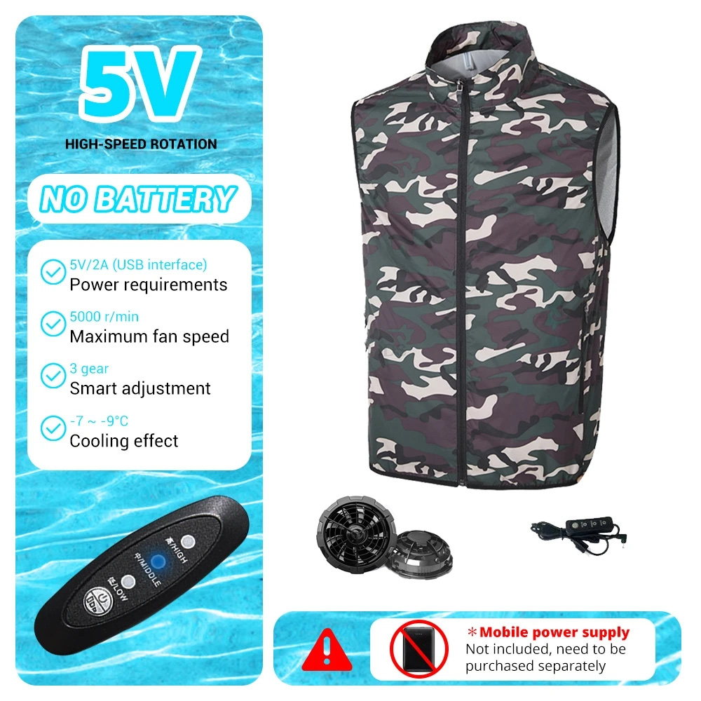 Koelventilatorkleding voor de zomer - Draagbaar airconditioningvest met USB-ventilator, lichtgewicht en ademend: M / Blauw