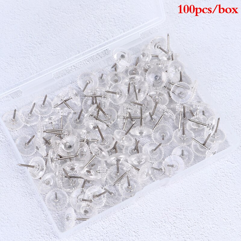 100X Transparant/Zwarte Kaart Pins Multi-Purpsoe Gear-Achtige Pushpins Decoratieve Thumb Kopspijkers Voor Kantoor School Bulletin board 12x16mm: WT