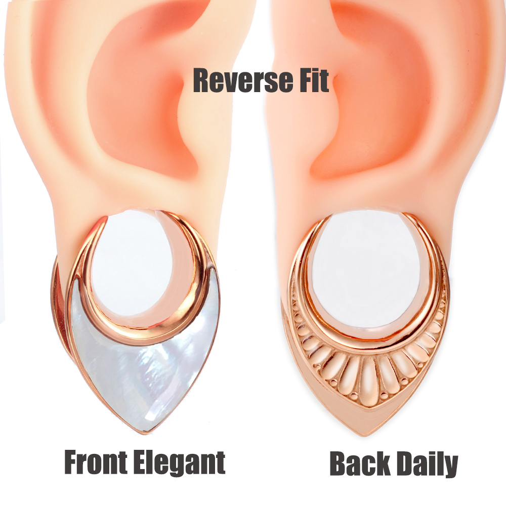 Twolobes 2 pièces conque coquille selle jauges d'oreille bouchons Tunnels civière corps Piercing bijoux acier inoxydable hypoallergénique
