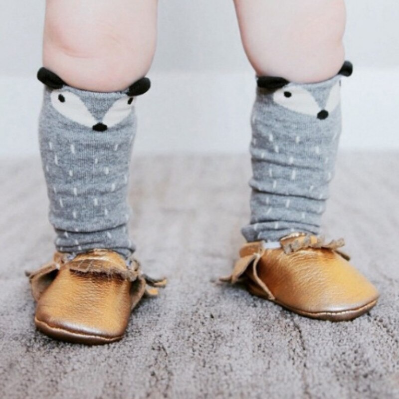 1 par unisex adorável raposa crianças meias do bebê na altura do joelho menina menino bonito dos desenhos animados da criança meias animal infantil macio meias de algodão 0-6 y: B / 0-1 years old