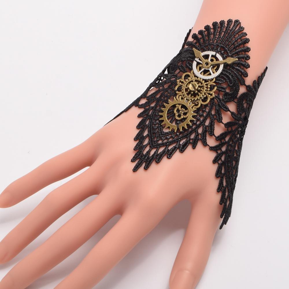 Gants Vintage Steampunk, équipement de poignet, rétro noir, Bracelet victorien, accessoires de Costume, brassard simple en dentelle