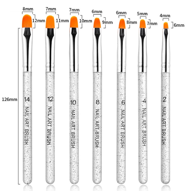 7Pcs Professionele Manicure Uv Gel Brush Pen Transparant Acryl Nail Art Schilderij Tekening Borstel Fototherapie Gereedschap