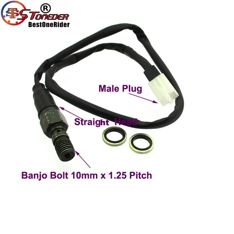 STONEDER Motorrad Hydraulische Bremse Licht Schalter Banjo Bolzen 10mm x 1,25 Tonhöhe Für Nissin Bremsen Honda Yamaha Kawasaki Suzuki: gerade männlich Stecker