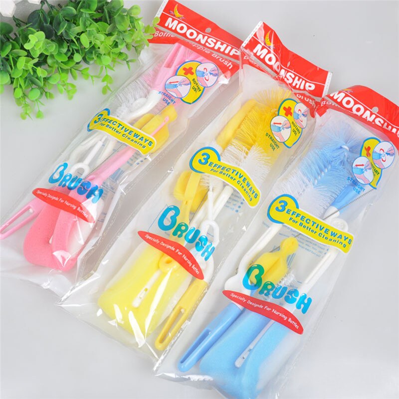 5 Stks/set Baby Fles Spons Borstel Gereedschap Tepel Borstels Handvat Gebruiksvoorwerpen Uitloop Buis Speen Stro Borstel Cup Borstel Set: Default Title