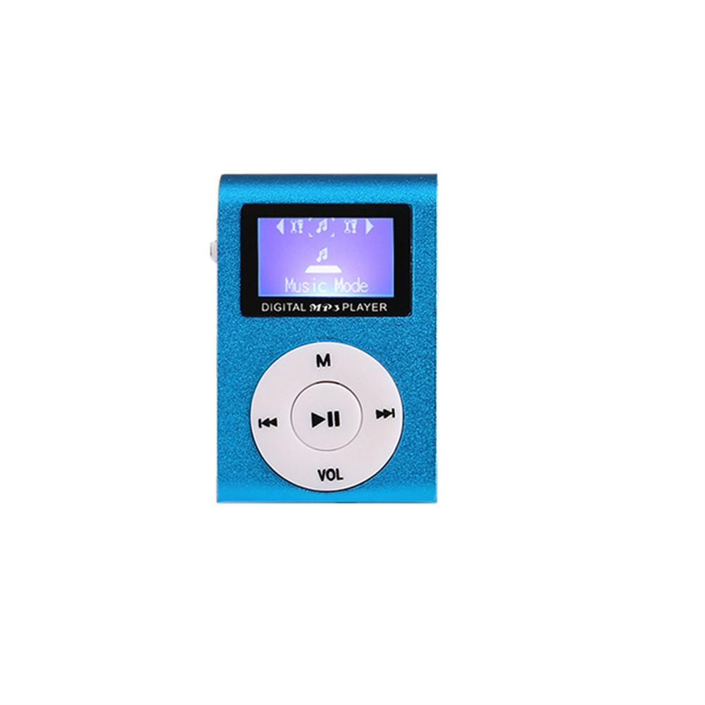 Mini Würfel Clip-typ Mp3 Spieler Anzeige Wiederaufladbare Tragbare Musik Lautsprecher mit Kopfhörer Usb-kabel: Blau