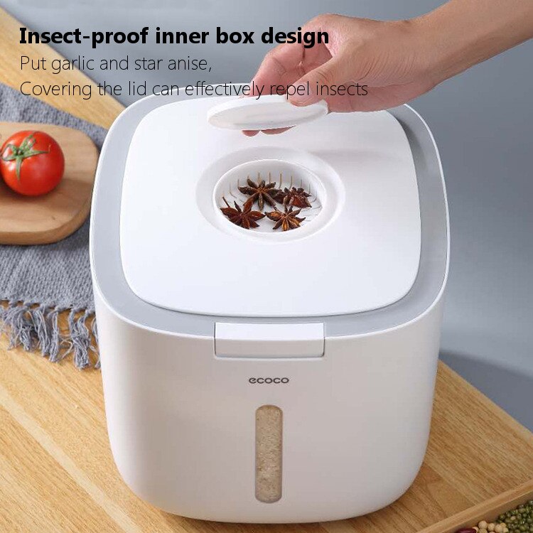 Ecoco 10Kg Keuken Nano Emmer Insect-Proof Vochtbestendige Verzegelde Rijst Emmer Graan Pet Voedsel Opslag Container rijst Doos