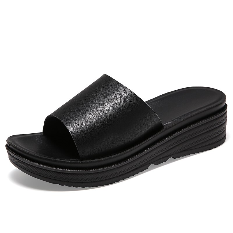 Klapki damskie palec u nogi skórzane platformy damskie buty letnie 2022 moda grube dno sandały damskie damskie antypoślizgowe klapki: MM-631-he / 35