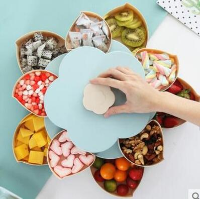 Roterende plastik snack tallerkener kronblad slik æske flerlags tør frugt tallerken: Rød