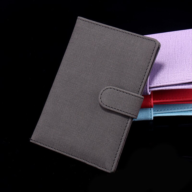 Vrouwen pu leren paspoorthoes unisex hoes op het paspoort met sluiting effen kleur paspoorthoes reisdocumenten kaarthouder: Zwart