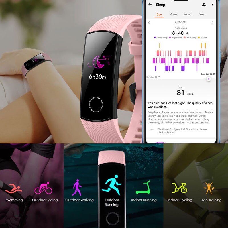 Onore Fascia 5 Nfc Wristband Intelligente di Ossigeno Nel Sangue Multipla Quadranti Attività di Frequenza Cardiaca Fitness Sonno Tracker Passometer Versione Globale