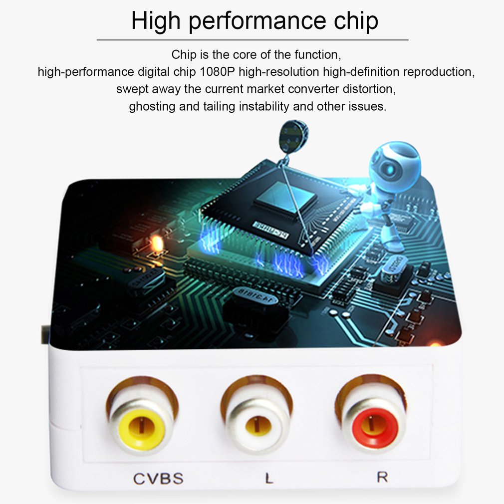 Mini Flexible Portable High Bandwidth Capability HDMI To AV Adapter HDMI2AV 1080P HD Video Converter Box with Charge Cable