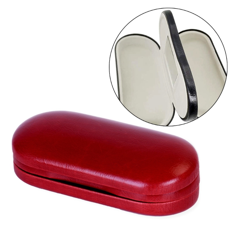 Dual- Glasses Case Double Eyeglasses Case For 2 Pair Eyeglasses Holder Portable Glasses Case Double Layer Glasses Case: Red