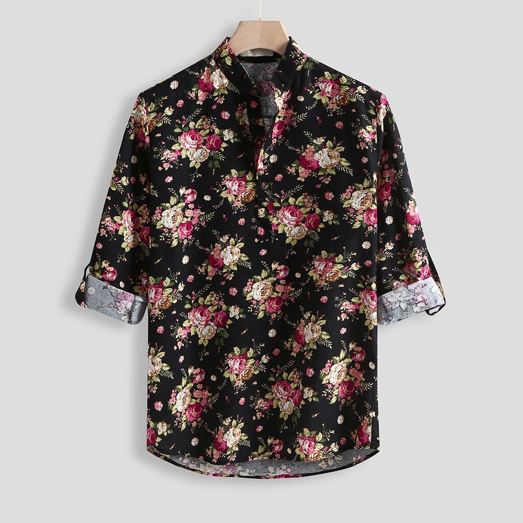 Ethnique Chemises Hawaïennes Hommes Ethnique Hauts Manches Courtes Bouton Chemise D'été Chemise Homme Décontracté Plage Camisa Masculina #28