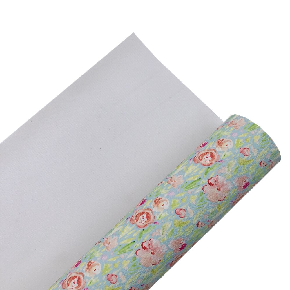 Regnbåge 30 x 22cm/a4 helhöst blommor tryckta mjuka litchi konstläderlakan för att göra rosetter, väskor, pysselhantverk