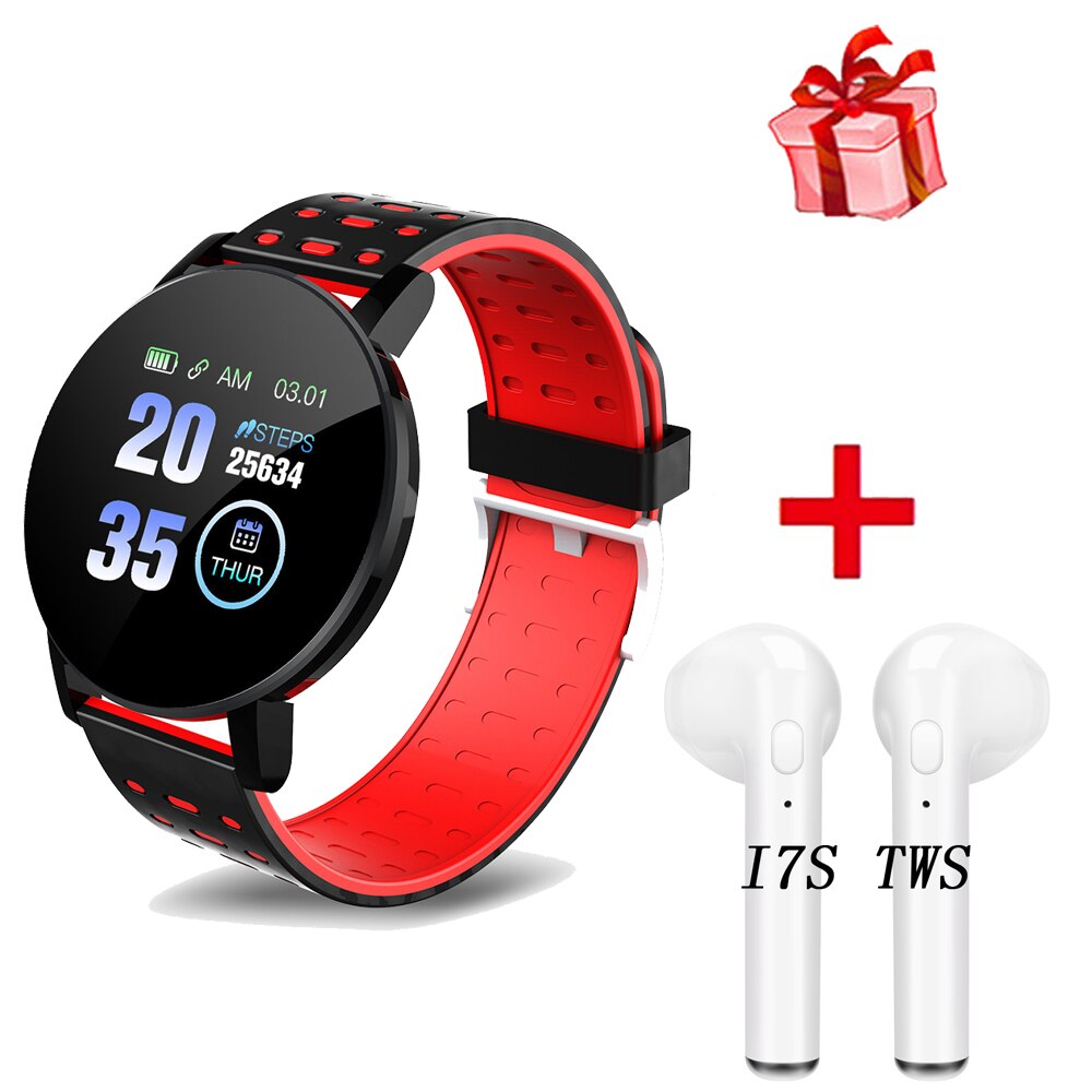 Y20 Smart Watch Bluetooth Call Music Sports Fitness Heart Rate Blood Pressure Men Waterproof Women Wristband PK GT2 P8 L9 L8: 119 Plus Red i7s TWS