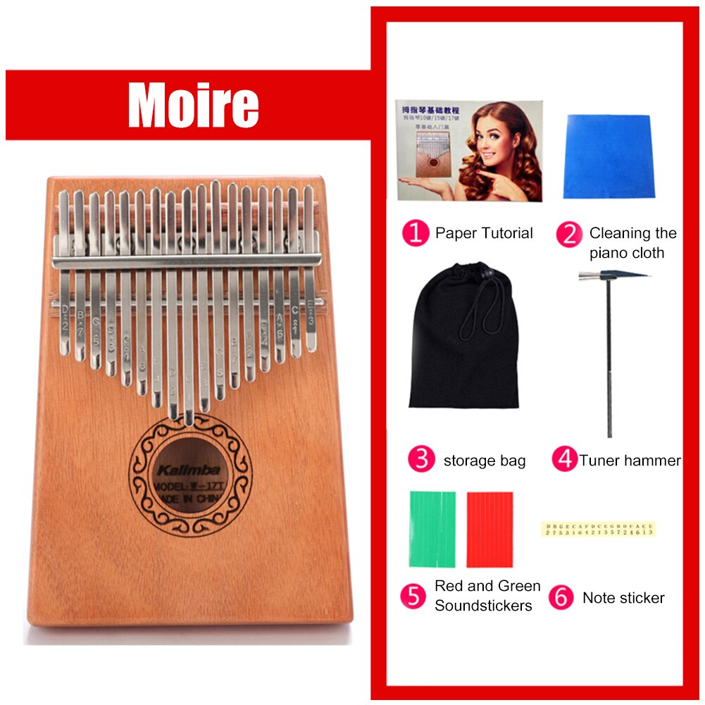 Thumb Finger Piano African Sanza Mbira 17-Key Mahogany Wood Kalimba Lightweight Portable Music Elements for Beginner: Cloud