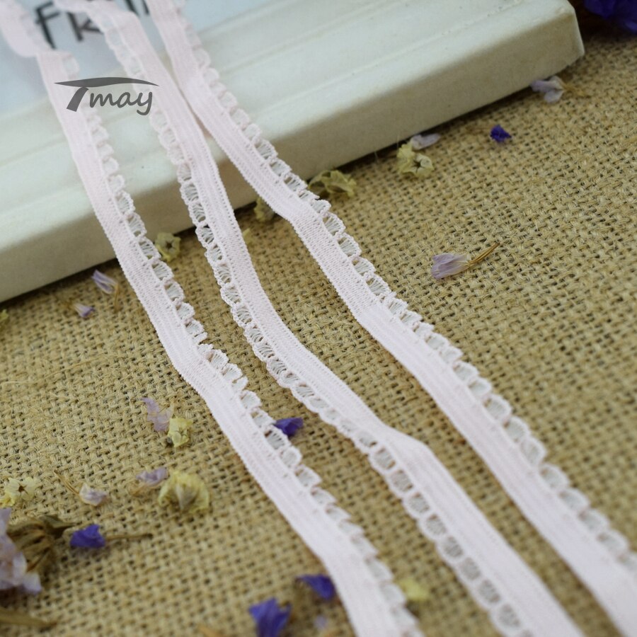 #1399 Latest Light Pink Colour Edge Elastic Bands Scallop rubber bands for hair Lace Trim Elastic Ribbon Baby Girl skirt