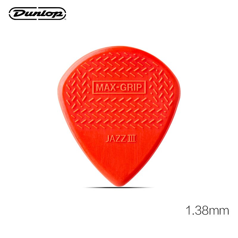 Dunlop Guitar Picks Nylon Max Grip Jazz III Carbon Fiber Flatpick Guitar Pick Stiffo Plectrum Mediator Gauge 1.38mm Guitar Picks: Red 1pc