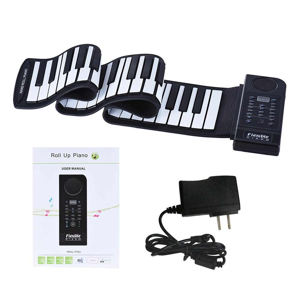 Flexibele piano 61 toetsen elektronische piano toetsenbord siliconen oprolbare piano sustain functie met luidspreker