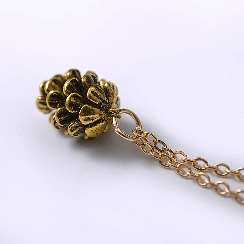 Pine nut plant sample pendant necklace for women metal choker acorn pine cone chain necklace jewelry accessories