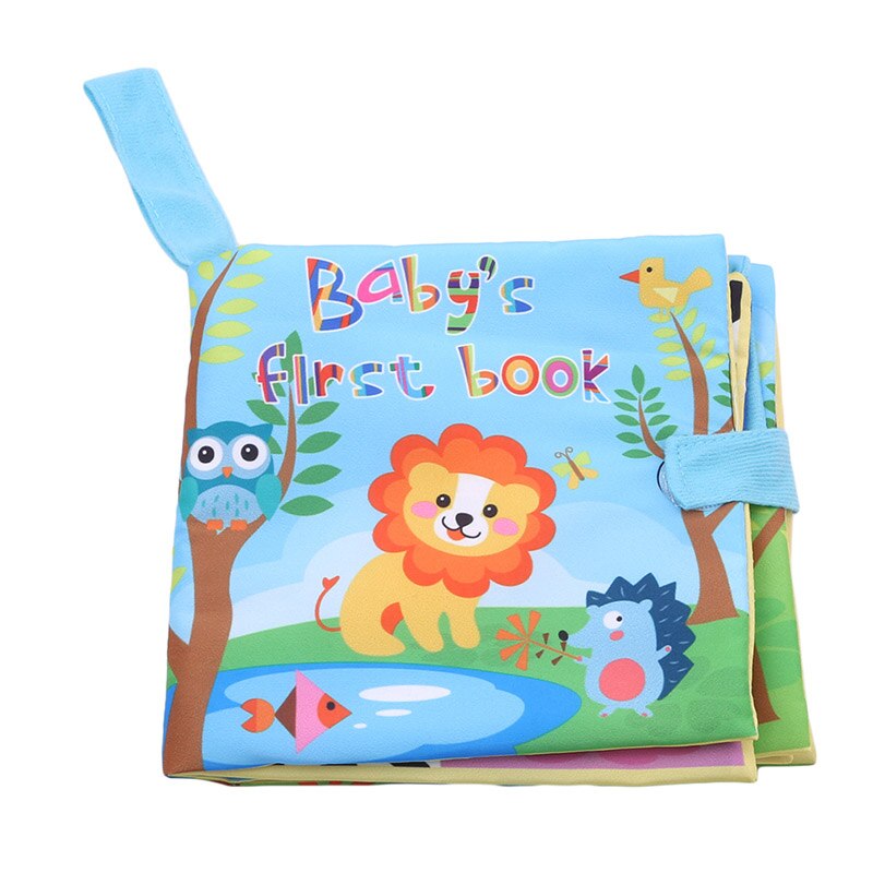 6 Pages Baby Toys Rattles Infant Kids Early Cloth Books Learning Education Unfolding Activity Books Stereoscopic Animals: blue x green