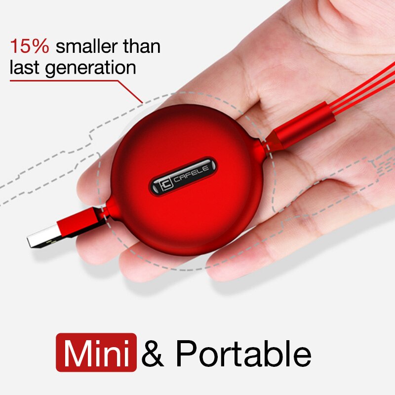 Cafele Retractable 3 in 1 USB Cable Micro Type C USB Cable for iPhone X 3A Fast Charging Cable for Huawei Samsung Phone Charger