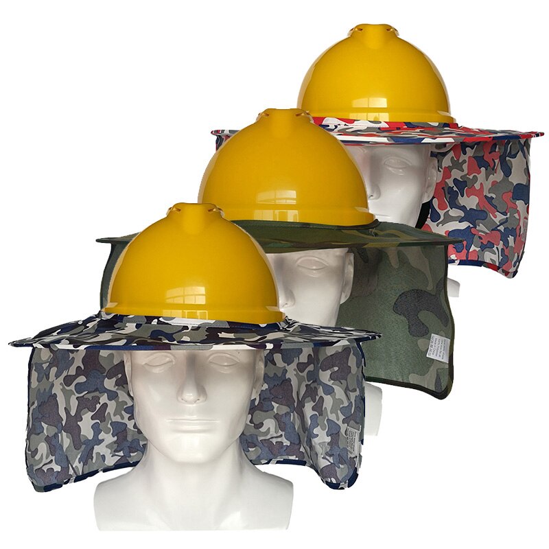 Sombrilla fluorescente para construcción al aire libre, sombrero duro de seguridad, protección para el cuello, cascos de protección