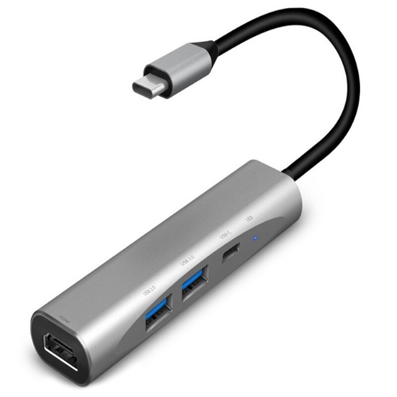 Aluminium 4 en 1 type-c Station d'accueil 4K HDMI USB 3.0/USB2.0 Hub adaptateur d'extension multifonction pour PC Mac book: Default Title
