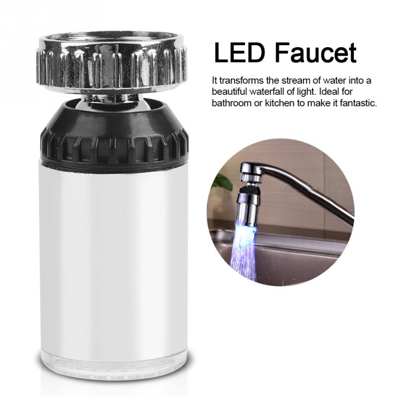 LED Licht Beluchter 7 Kleuren Verwisselbare Keukenkraan Mondstuk 360 Graden Roterende Wastafel Kraan Temperatuur Sensor Led Kraan Onderdelen