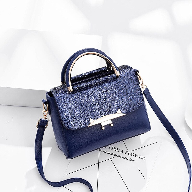 Bolsos de para mujer, carteras de cuero sintético de gran capacidad, bolsos de hombro tipo bandolera, de viaje, sencillos e informales: Blue