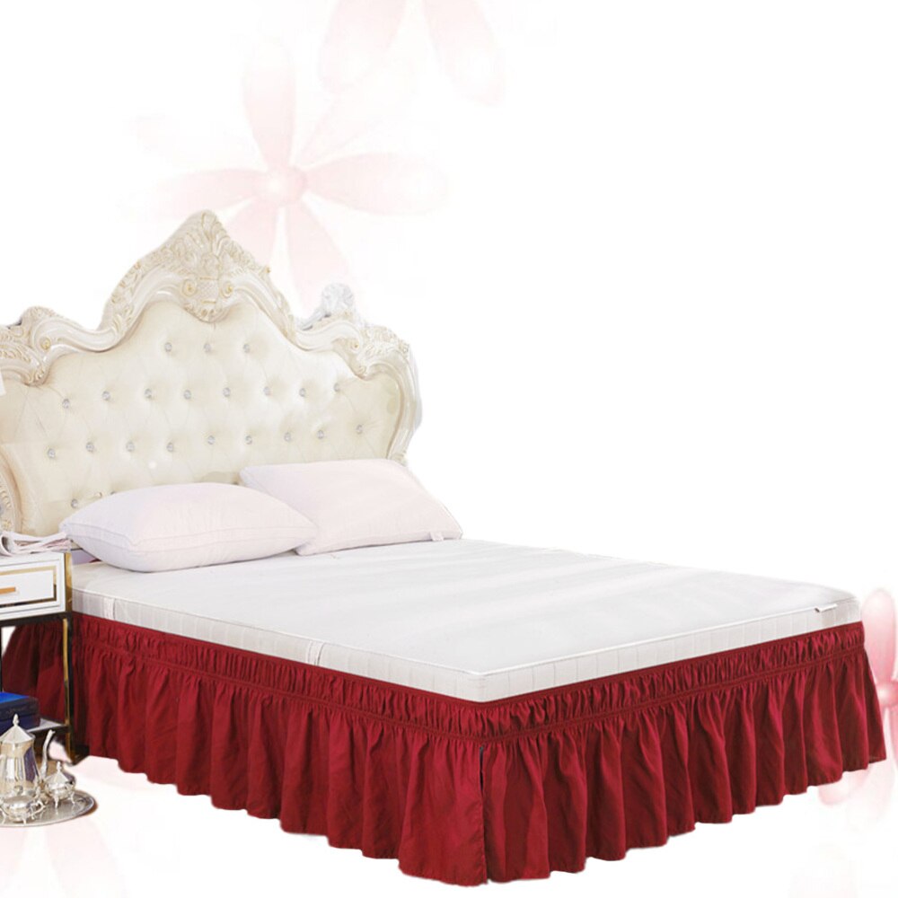 1pc lagner sengetøj plisseret nederdel støv flæse seng skjorte seng tilbehør bouffancy seng nederdel til seng hotel: Mørkerød