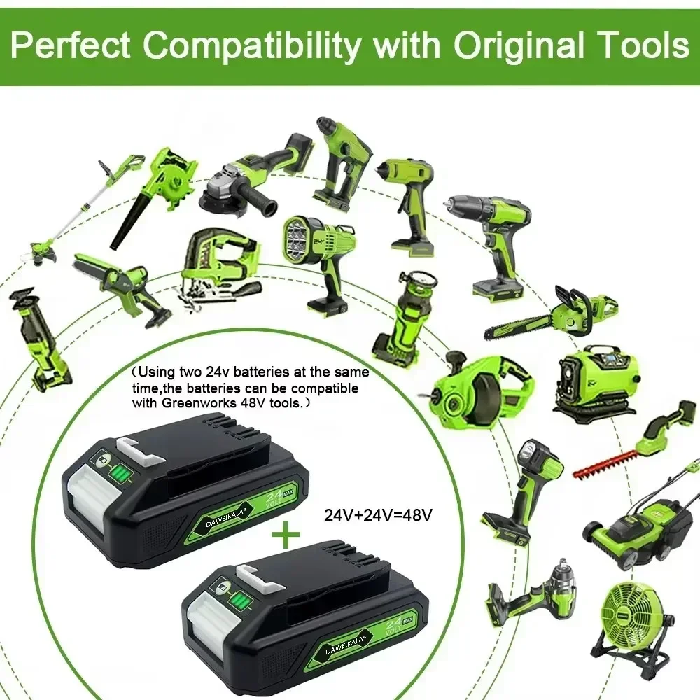 För greenworks 24v 6.0ah litiumbatteri greenworks batteri för greenworks 24v 48v verktyg  mo24 b 410 mo48 l 4211 ht24 b 210 21342