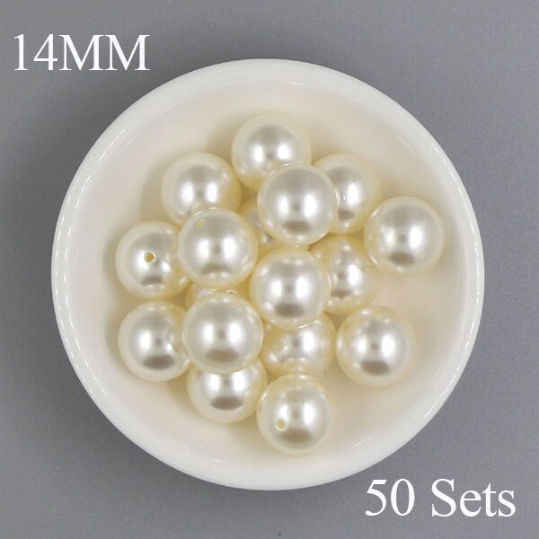 Runde perle nitter perle hvide knopper og pigge til tøj / hatte / bukser diy nitte perler knopper til læder 6/8/10/12/14/16/20mm: 14mm 50 sæt