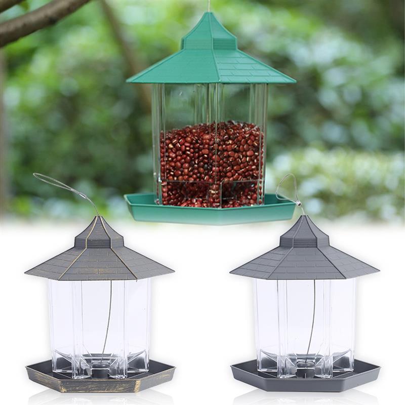 Hanging Wild Bird Feeder Outdoor Bird Feeders Food Container Gazebo Bird Feeder for Garden Yard Decoration and Kids