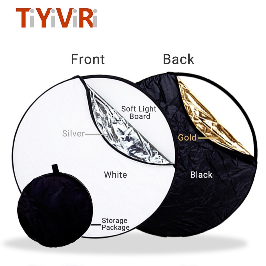 Tiyiviri 80cm 5 in 1 zusammenklappbarer mehrscheiben-lichtreflektor, runder fotografie-fotoreflektor mit tragetasche für das studio