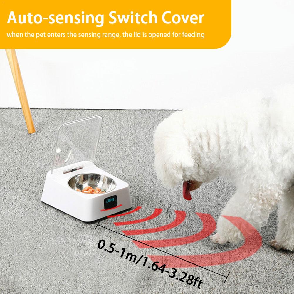 Automatic Pet Feeder Bowl Infrared Sensor Auto Open Cover Intelligent Feeder Anti-mouse Moisture-proof Dog Cat Food Dispenser