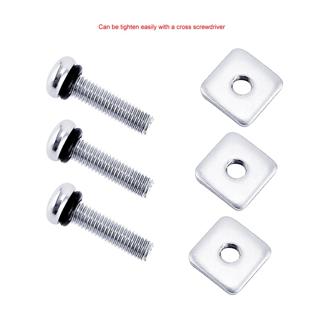3PCS Boat Surfboard Tail Fin Screw Surf Fin Nails Bolt Screws Longboard Sliding Fin Screws Single Fin Screw with Plate Surfing