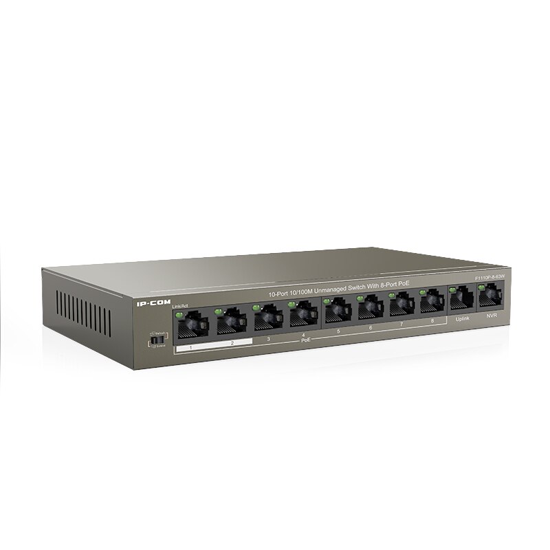 IPCOM F1110P-8-63W 8 + 2 Porte POE interruttore Ethernet VLAN 10/100Mbps interruttore di Rete per CCTV Macchina Fotografica del IP senza fili AP 250M Trasporto di Goccia