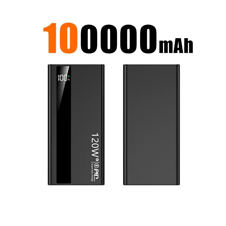 500000 mAh PowerBank mit hoher Kapazität, 120 W, superschnelles Aufladen, tragbare externe Batterie-Powerbank für iPhone Huawei: Silber