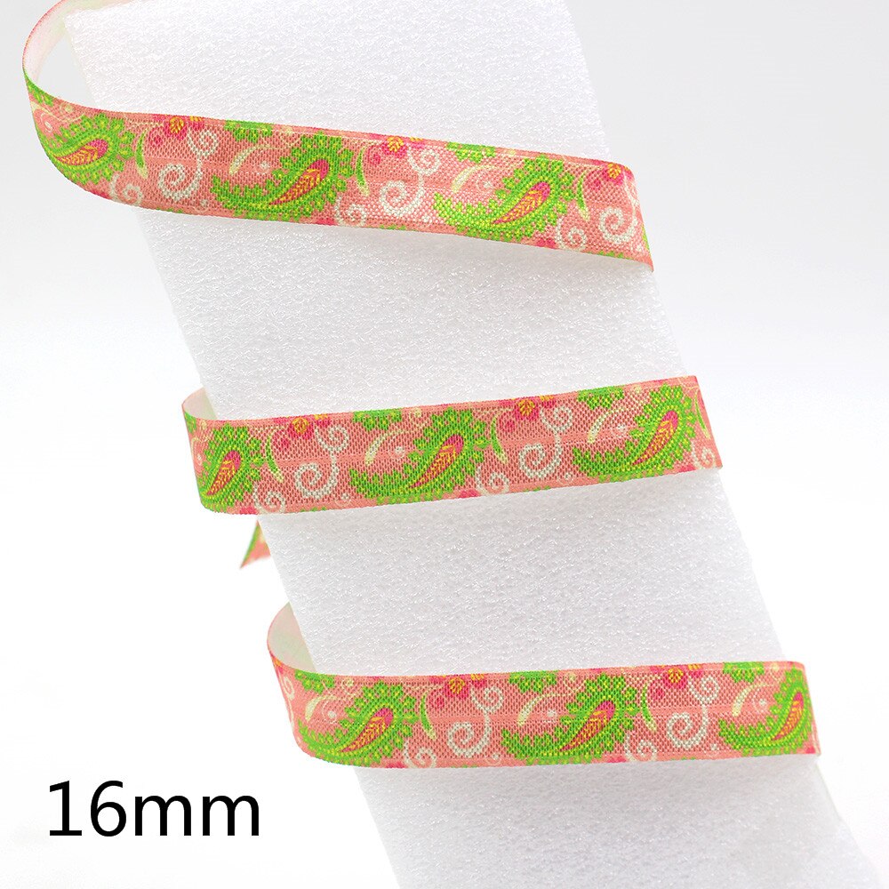 5yds,5/8" flowers Fold Over Elastic Stretch Foldover FOE Elastics for Hair Ties Headbands DIY handmade Accessories,E-20421-609: E-20421-610