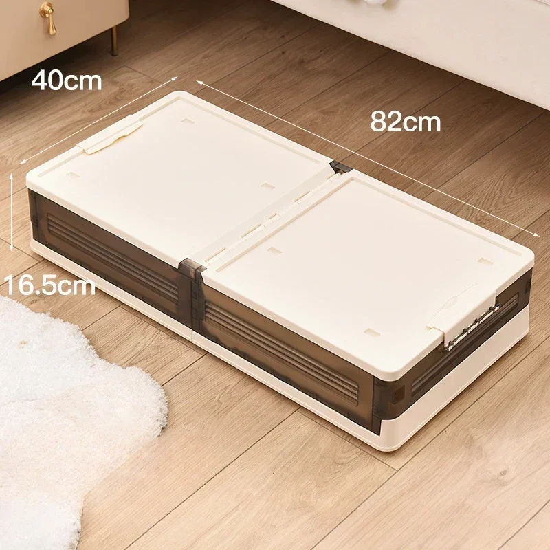 Storage Organizer Underbed Storage Box for Household Use with Wheels ,Flat Organizing Box,Foldable Bed Tail Clothing Storage Box: Yellow