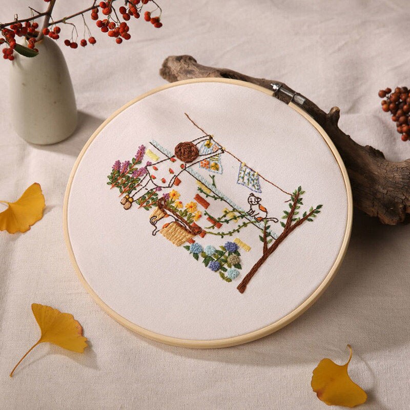 Kits de bordado dos desenhos animados diy, pintura de ponto cruz 3d conjunto aro, kit de artesanato, diy artesanal costura acessórios arte decoração para casa: 1 / NO hoop kit