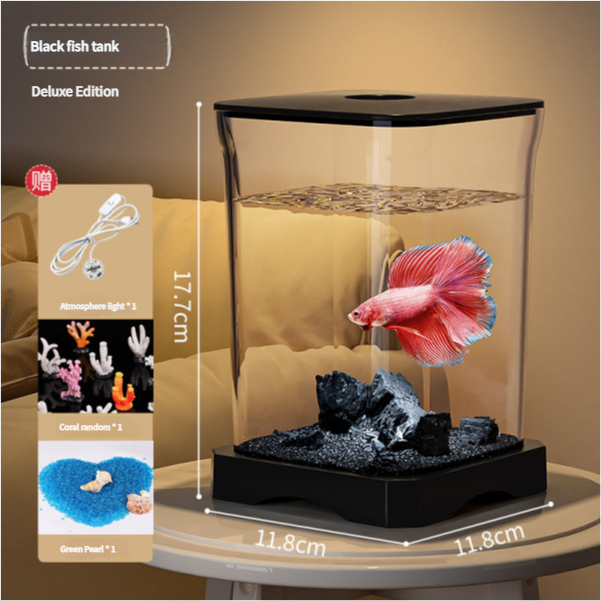 4K High-definition Desktop Aquarium Acryl Aquarium Afneembare Transparantie Kleine Tank Multifunctionele Amfibie Voerbox: Sky Blue