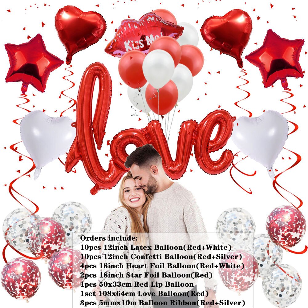 Rose Gold Valentijnsdag Ballonnen Set Siamese Liefde Letters Folie Ballon Verjaardag Wedding Anniversary Party Decoratie Benodigdheden 8D