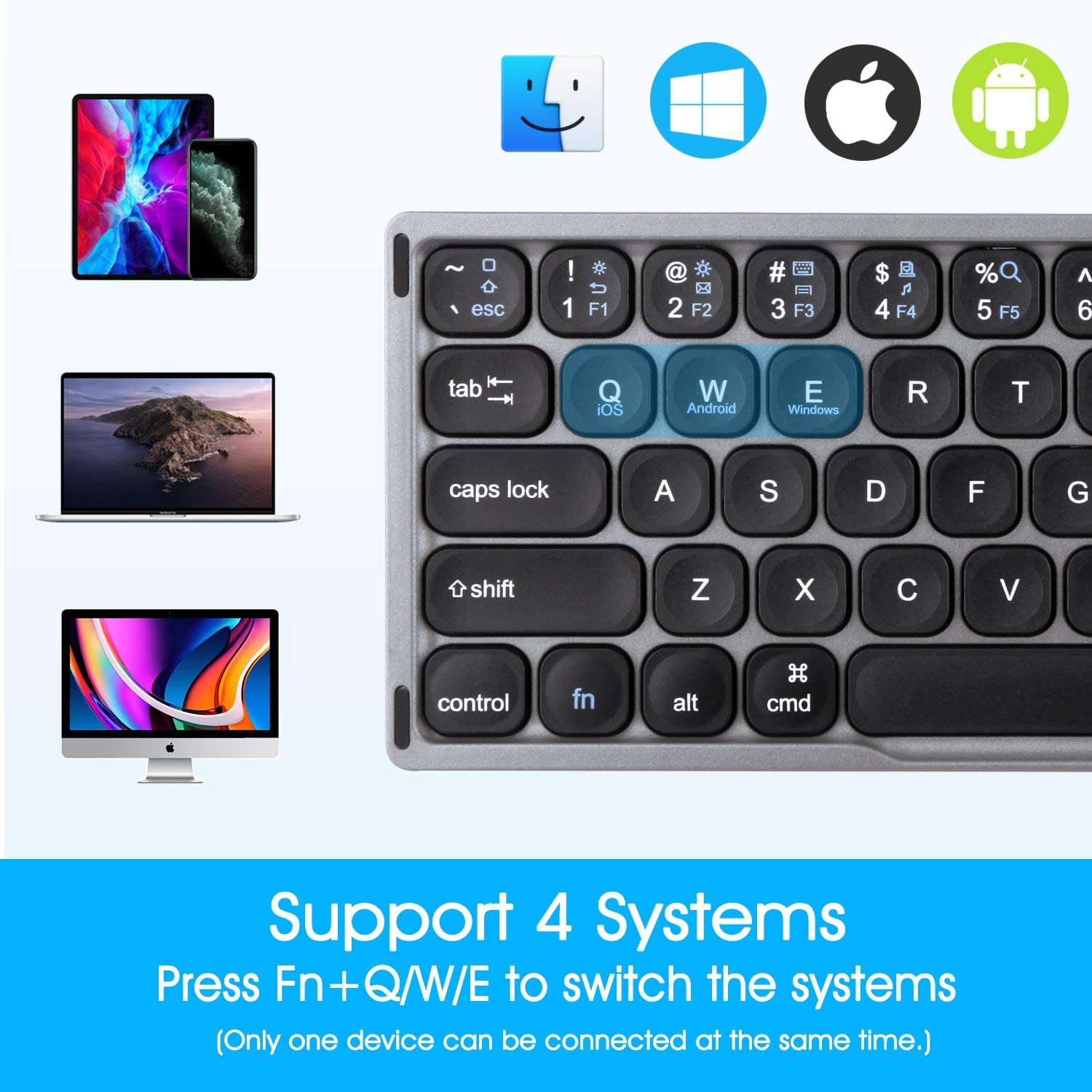 KOMODO-miniteclado inalámbrico plegable con Bluetooth, teclado numérico para Windows, Android, IOS, tableta, Ipad, teléfono